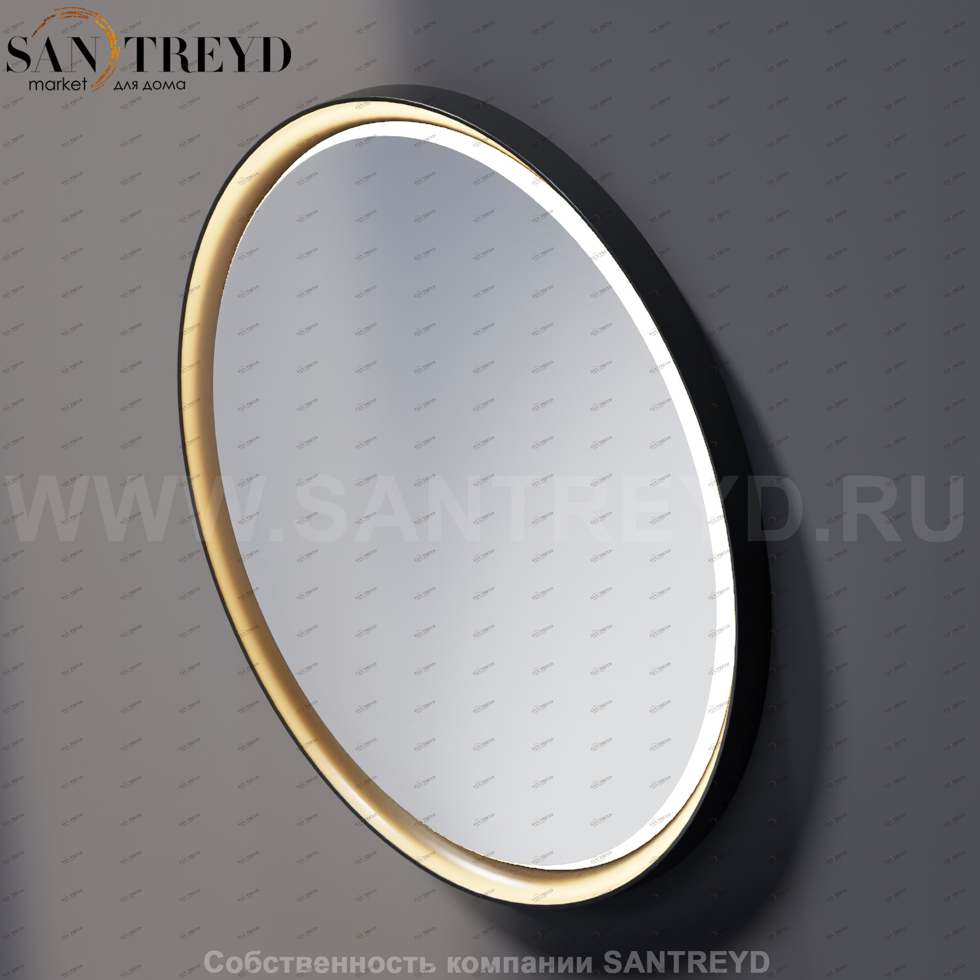 Agape MEMORY Зеркало круглое 90 см с LED подсветкой в черной раме AMEM867EL