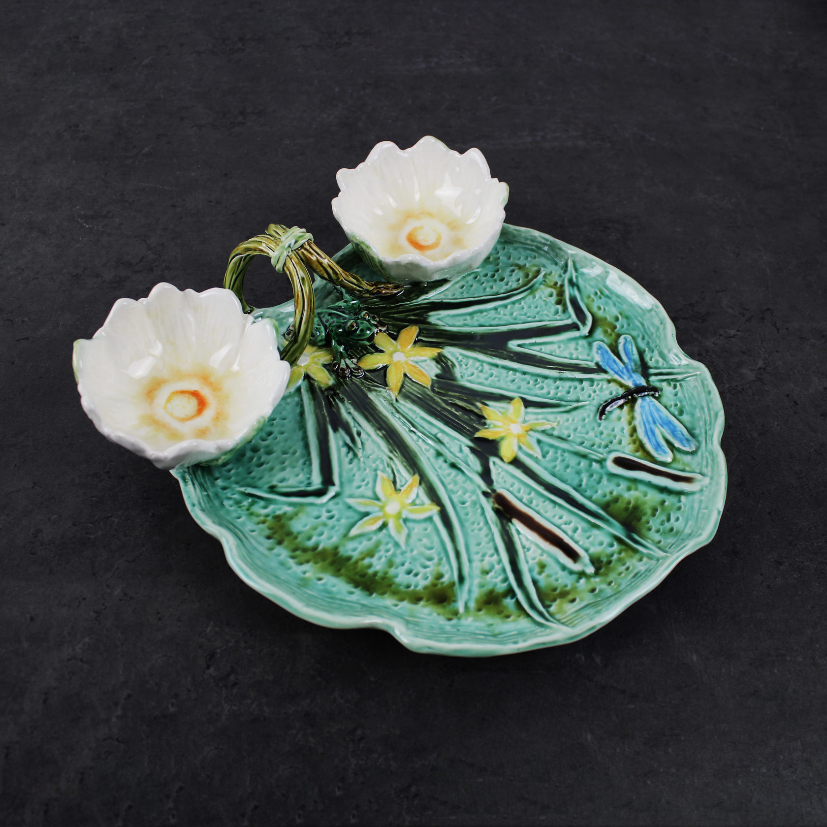 Блюдо для закусок (с двумя кувшинками) Синий/Зеленый PROVANSFAIENCE sun-id-994642 - Вид №9