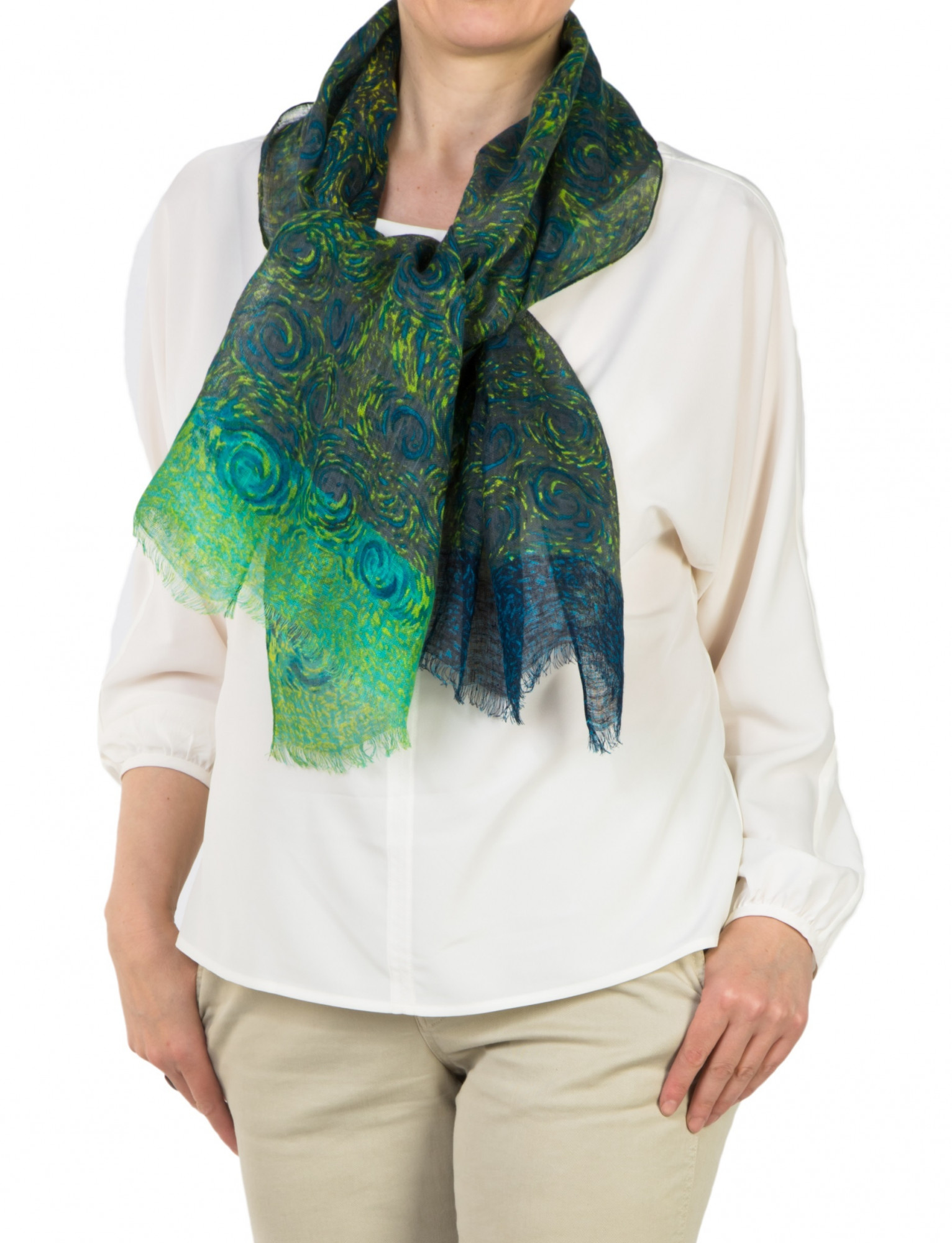 MEISJE_O Шаль Meisje orage 50/150 сине-зеленый 100% лен PETRUSSE Santreyd 