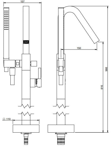 Набор латунных напольных ванн с ручным душем Rubinetterie Treemme X-Change_Mono ARCH-00135444 - Вид №2