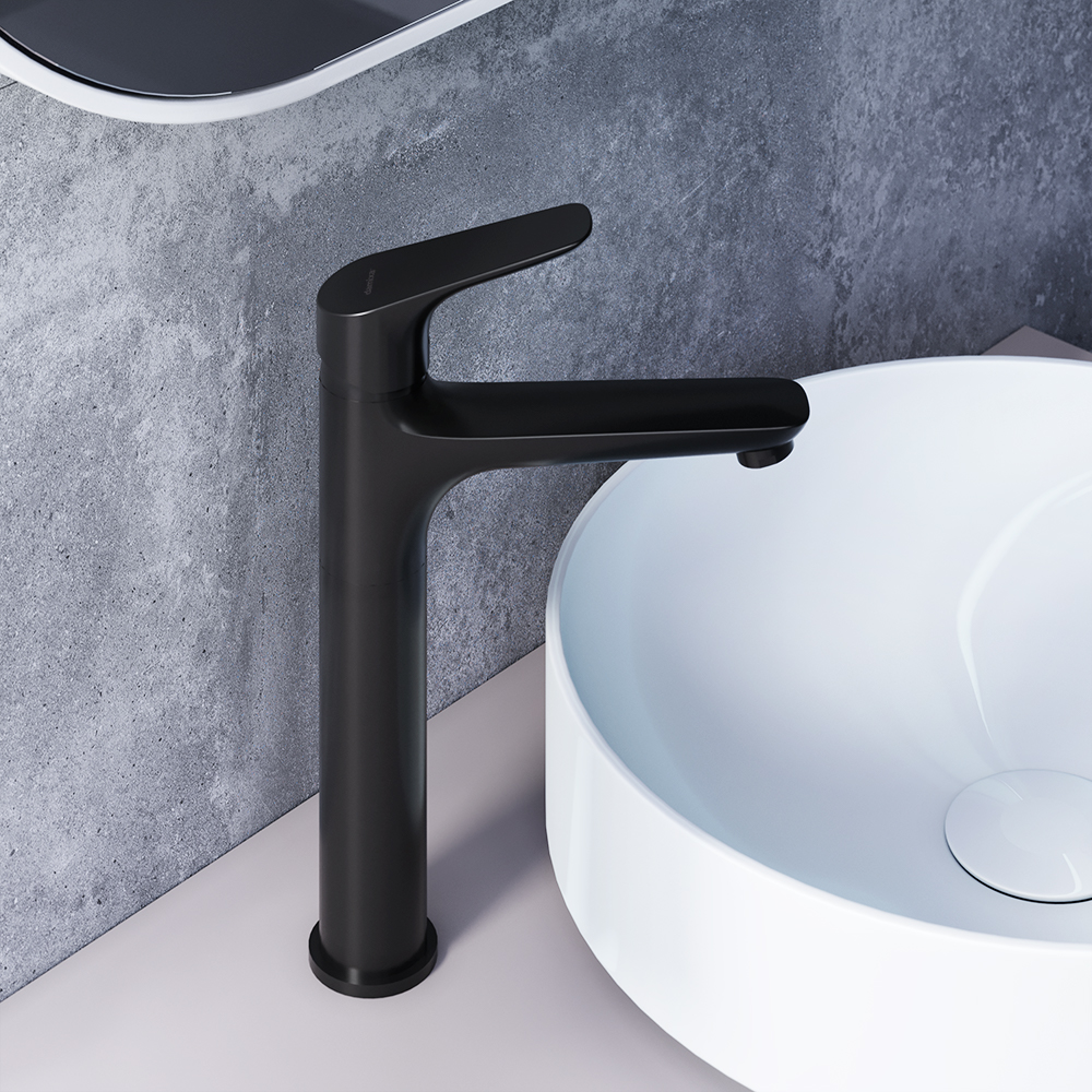 770250300 смеситель для умывальника высокий черный Damixa Origin Bit 