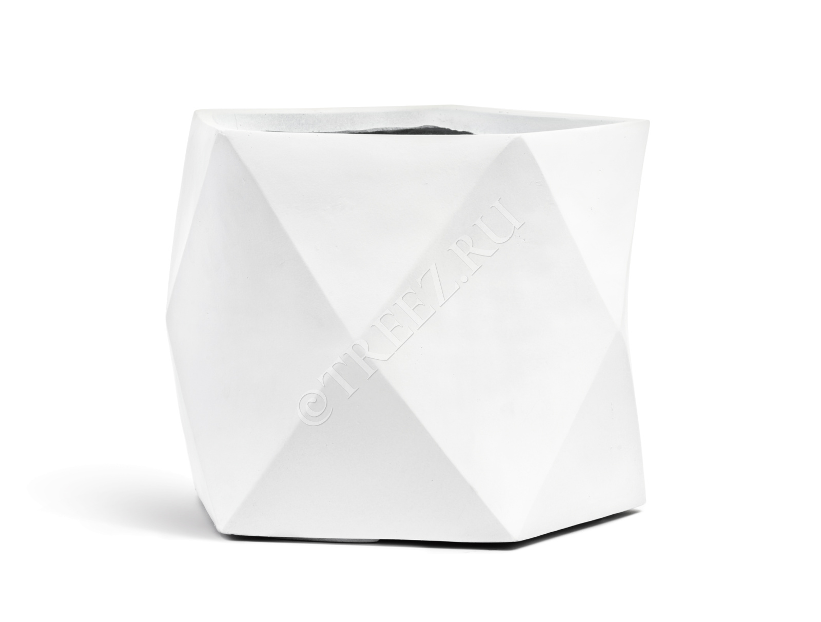 41.1019-0029-WH-25 Кашпо  ERGO - серия Rombo - Многогранник - Белый камень Цветочная коллекция  - Вид №5