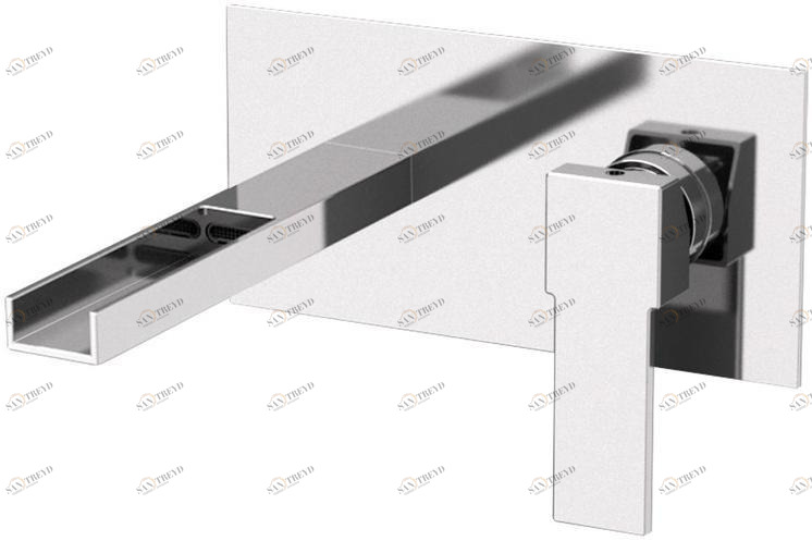 Remer Rubinetterie Смеситель для раковины водопад настенный с тарелкой Qubika cascata Qc15