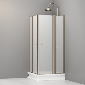 9145S3 Душевая кабинаDX/SX с двумя распашными дверьми и неподвижными элементами для душевого поддона квадрат 90x90, цвет Бронзовый Kerasan RETRO Италия