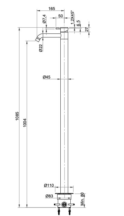 Однорычажный смеситель для раковины из нержавеющей стали Nic Made ARCH-00147436 - Вид №1