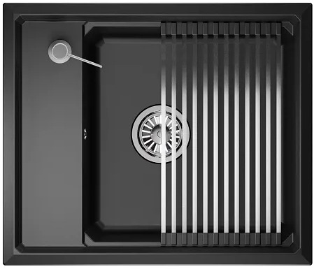 KS-6004, ШВАРЦ (чёрный металлик), кухонная мойка, кварц