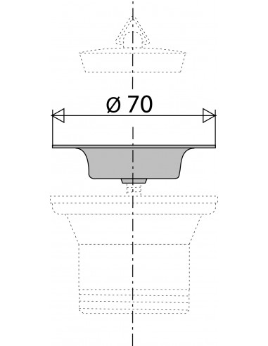 057100 000 00  Чаша для опорожнения ванны или раковины, Д. 70 мм, нержавеющая сталь Valentin Хром  - Вид №2