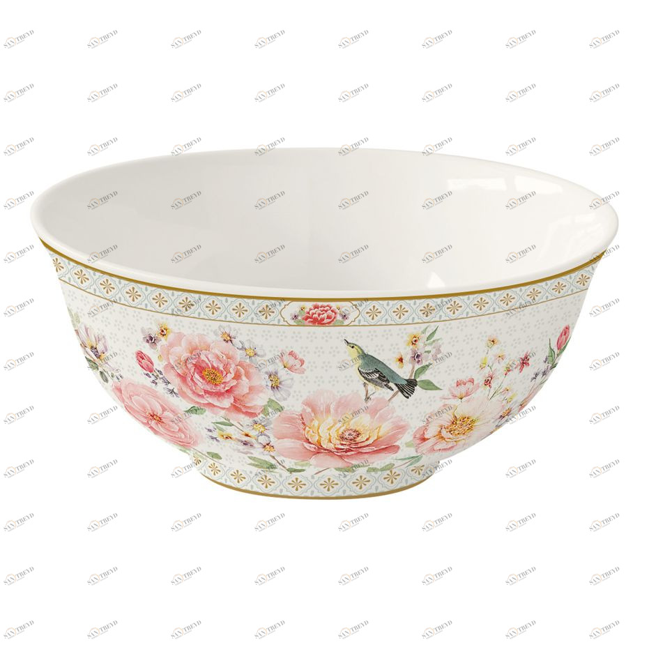 Салатник фарфоровый белый с розовым в подарочной упаковке "Райский сад" EASY LIFE РАЙСКИЙ САД 00-3946705 Белый;розовый 