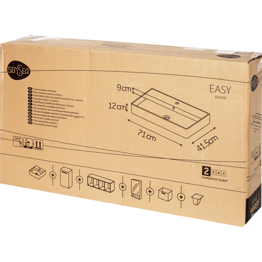 Раковина накладная прямоугольная Easy 71 см 81882972 STLM-2130670 SENSEA - Вид №11