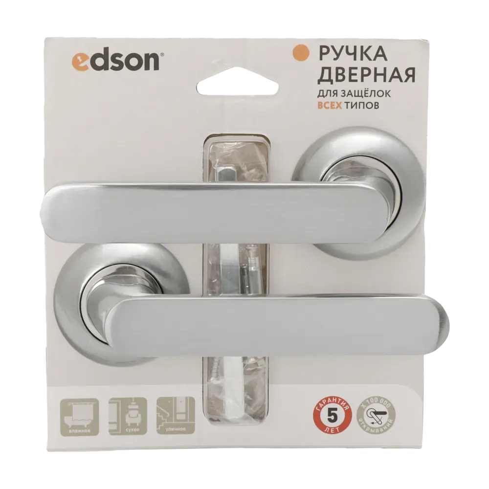 Дверная ручка на розетке Edson EDS-05-Z01 без запирания цвет хром 89456839 STLM-2186711  - Вид №2