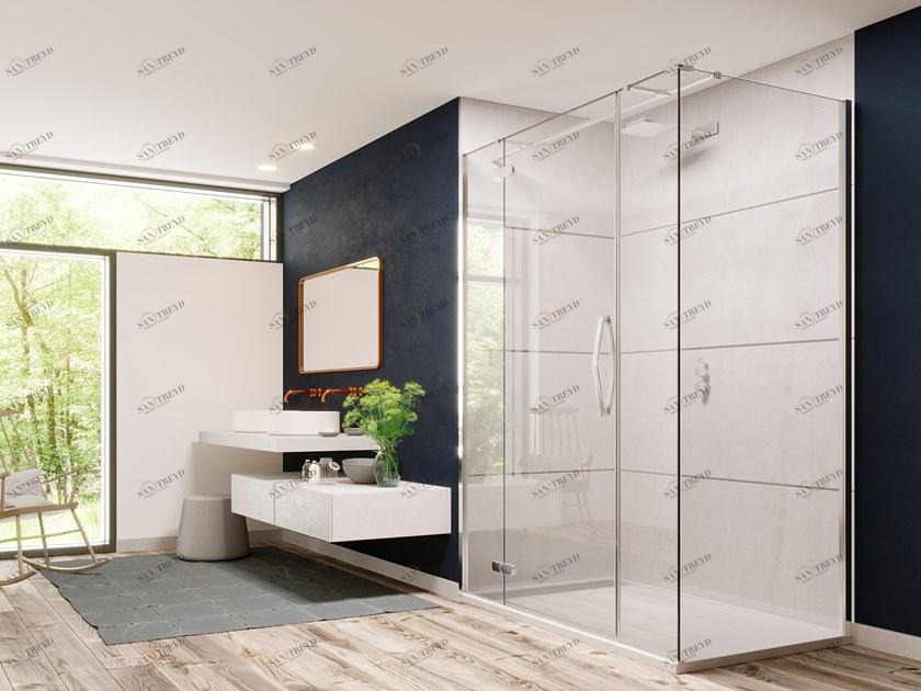 Flair Showers Распашная душевая дверь с линейной панелью и угловой Oro Oro ultraframeless - hinge with inline