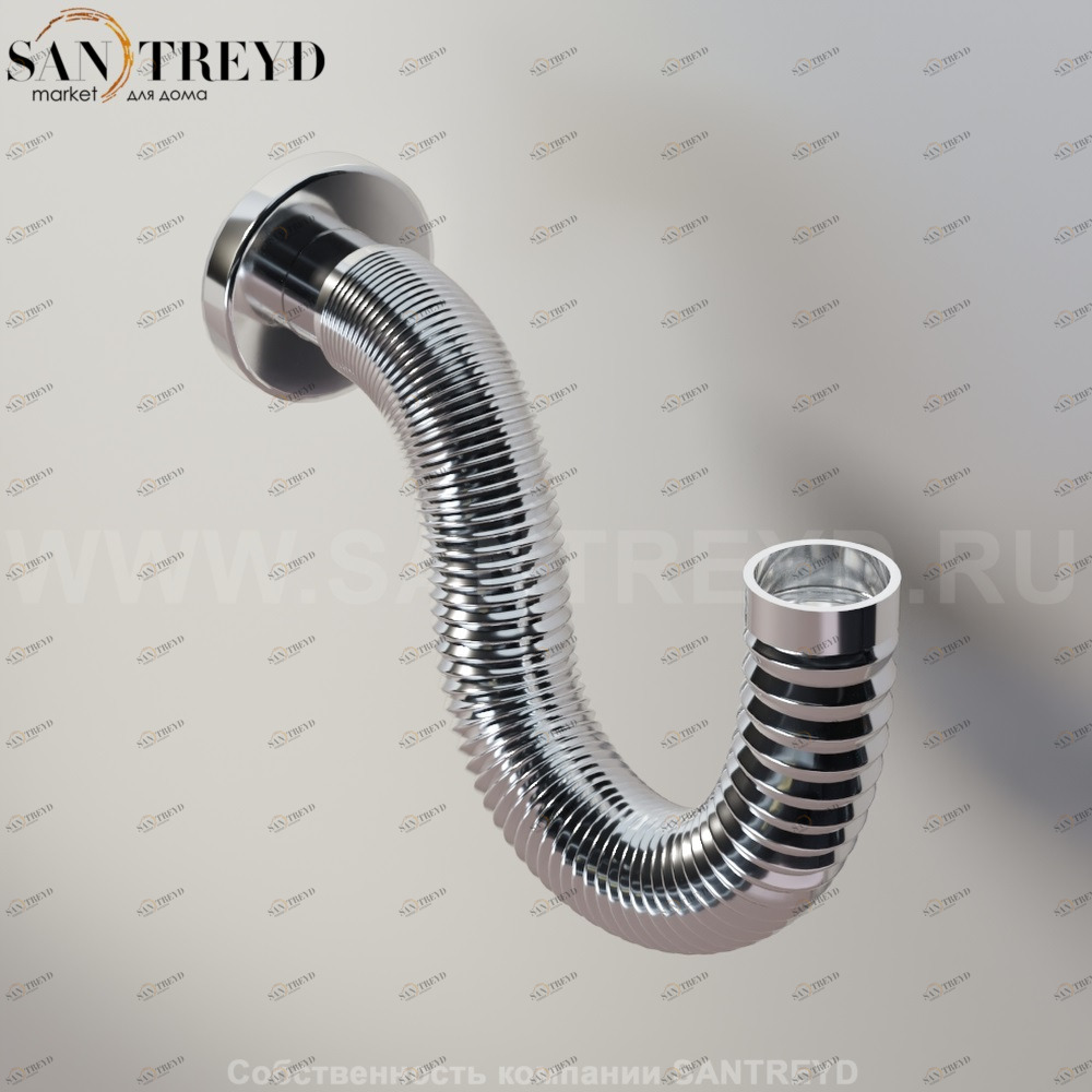 Agape  Гибкий сифон для раковин или биде с настенным защитным кольцом хромированный MET0408S Ricambi