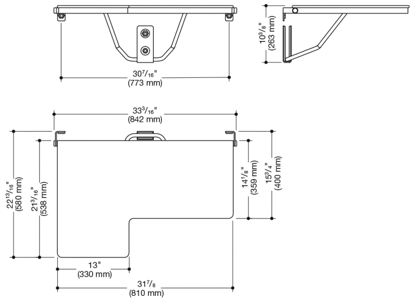 900.51.20940 Сиденье для душа складное Г-образное (ada) HEWI System 900 - Вид №1