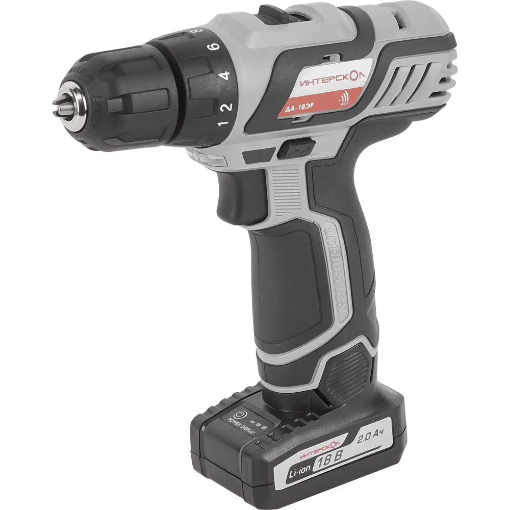 Аккумуляторный шуруповерт Интерскол ДА-18ЭР с двумя батареями 84329713 STLM-0048461