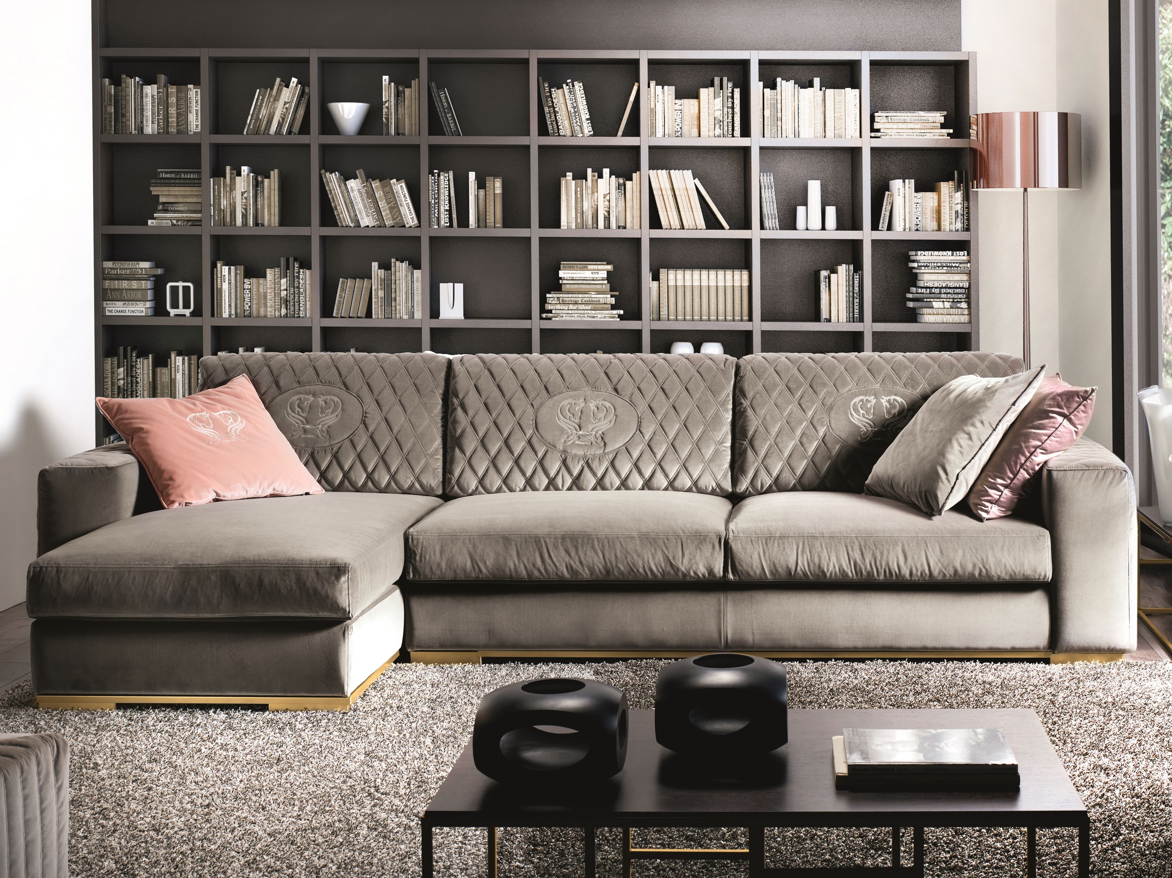 Бархатный диван с полуостровом Former In Italia Parioli ARCH-00067297