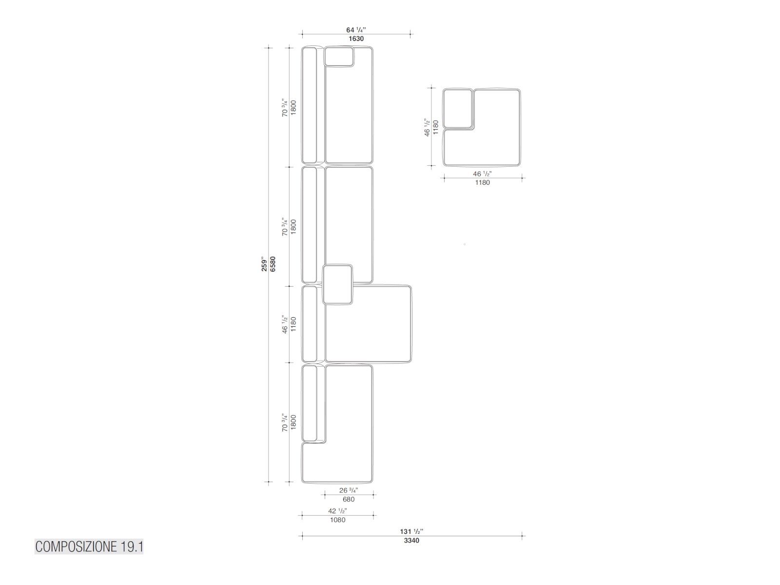 Секционный диван из ткани Lema CLOUD ARCH-00034290 - Вид №37