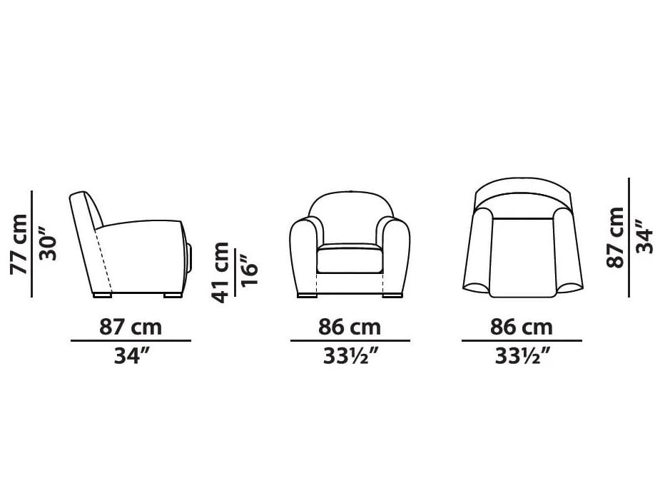 Кожаное кресло с подлокотниками Baxter Hamburg Baby ARCH-00051571 - Вид №3