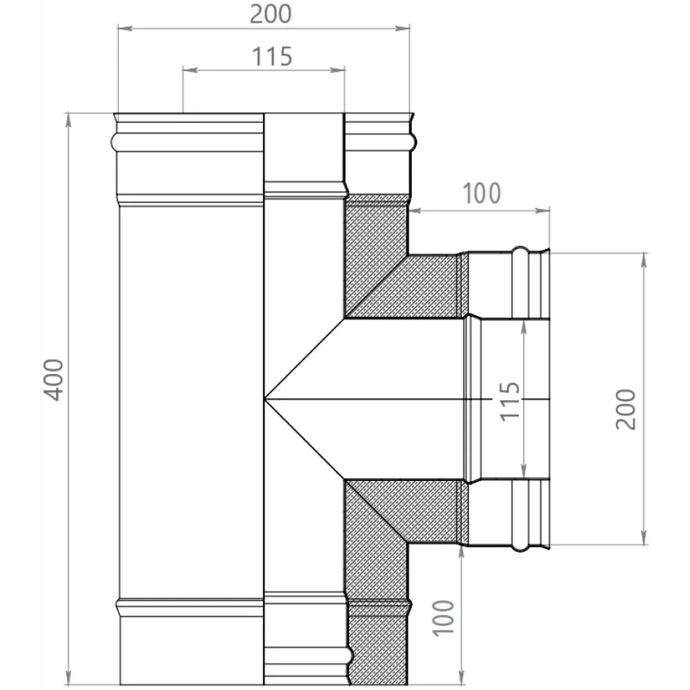 Сэндвич-тройник Металлик и Ко 90° 430/0.5 мм D115x200 мм STLM-2087533 - Вид №4