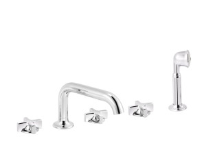 Набор для ванны с 5 отверстиями из хромированной латуни с ручным душем