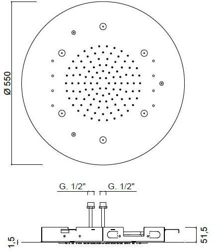 Rubinetteria Giulini Душевая лейка со встроенной струей тумана из нержавеющей стали с хромотерапией Futuro F1614 - Вид №1