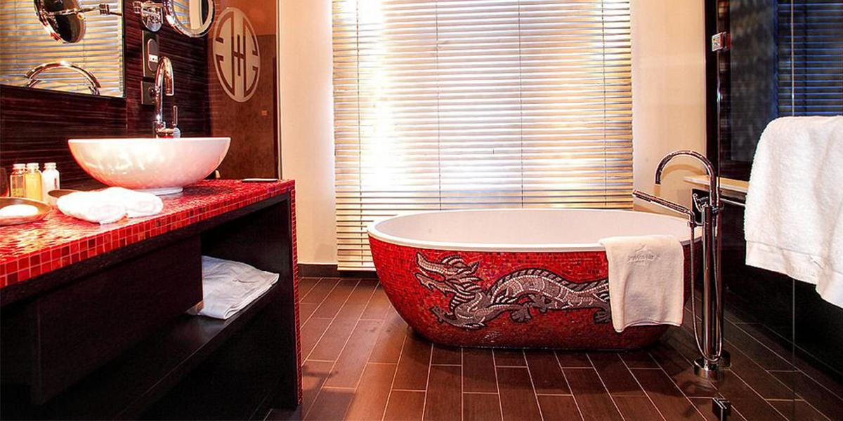 Ванна отдельностоящая Stone One Mosaic Red Print Aquamass MOSAICREDPRINT - Вид №2