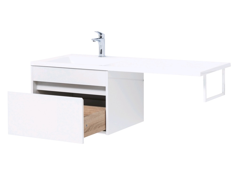 Тумба с раковиной Aquanet Токио 120 L белый (подвесная, 1 ящик) 0023691600235499 - Вид №8