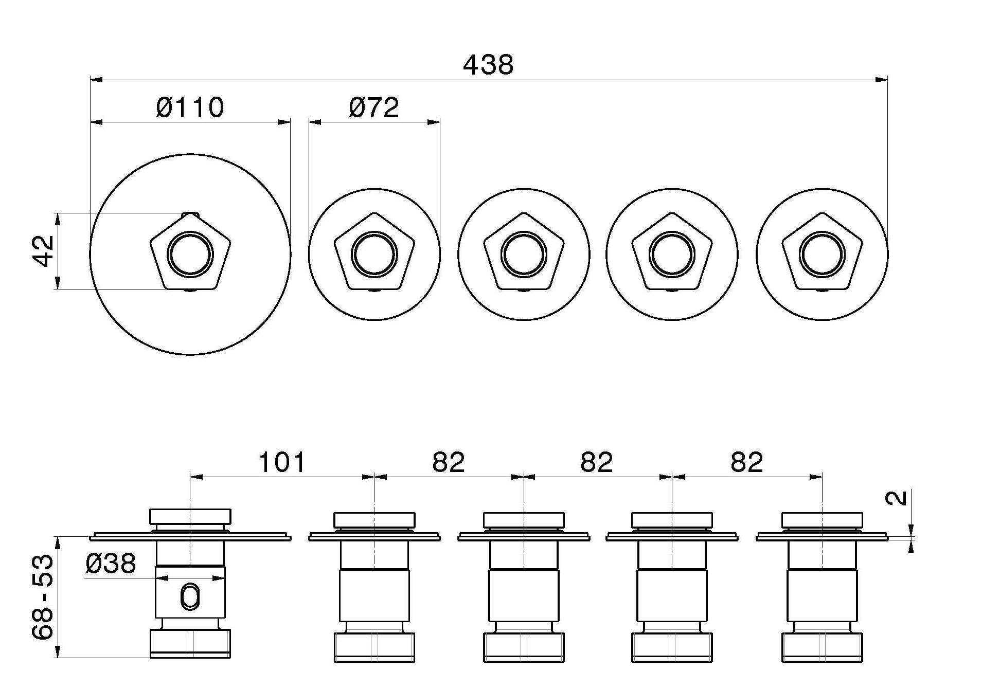 Термостатический смеситель для душа с 5 отверстиями Newform многофункциональные термостаты с 4 выходами ARCH-00147914 - Вид №3
