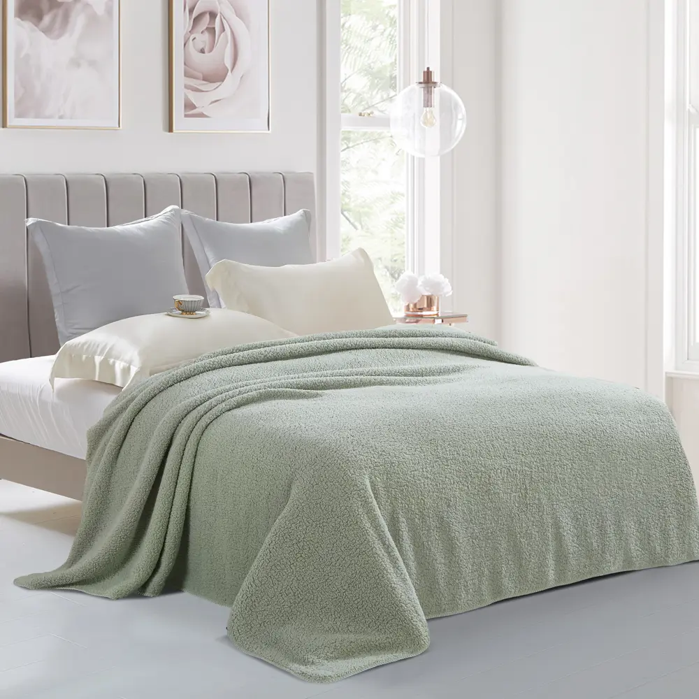 Плед Barro 180x200 см велсофт цвет серо-зеленый СТОЛИЦА ТЕКСТИЛЯ STLM-2142664 - Вид №3