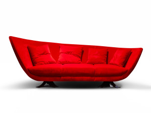 Изогнутый диван из ткани