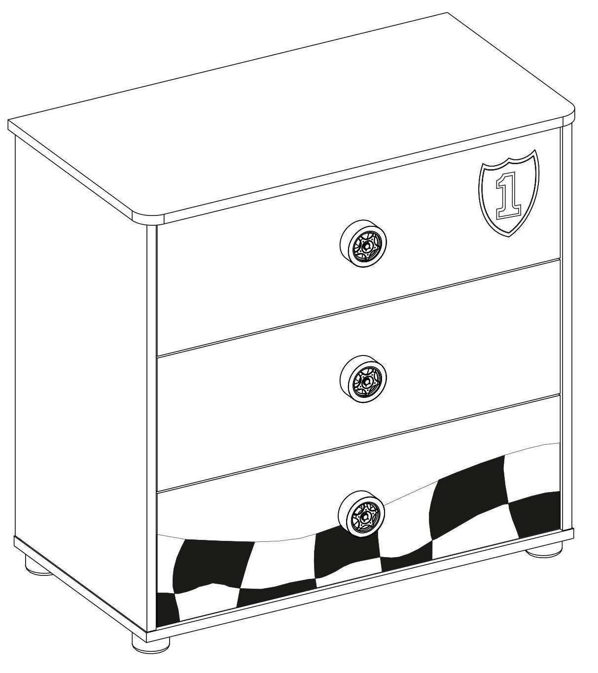 Комод с 3 ящиками детский красный Race Сup CILEK RACE CUP 00-3832251 Красный;серый Santreyd  - Вид №1