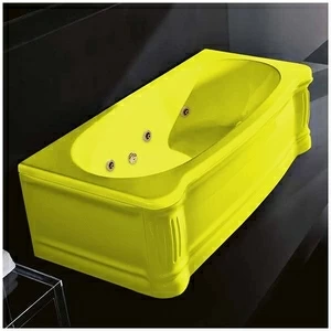 Ванна Gruppo treesse New Classic STD-V6777-DX-Z жёлтая с гидромассажем прямоугольная правая  с золотой фурнитурой