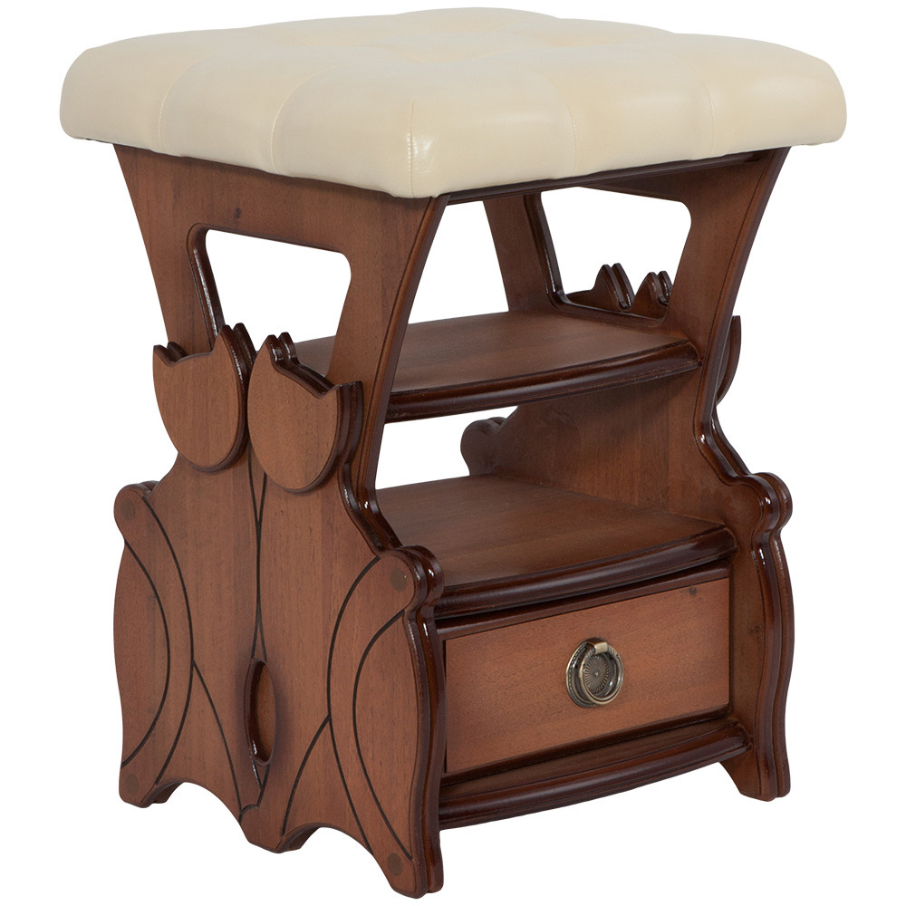 11178 BOGACHO Табурет Марта 2 с ящиком Орех Ваниль МДФ / искусственная кожа 