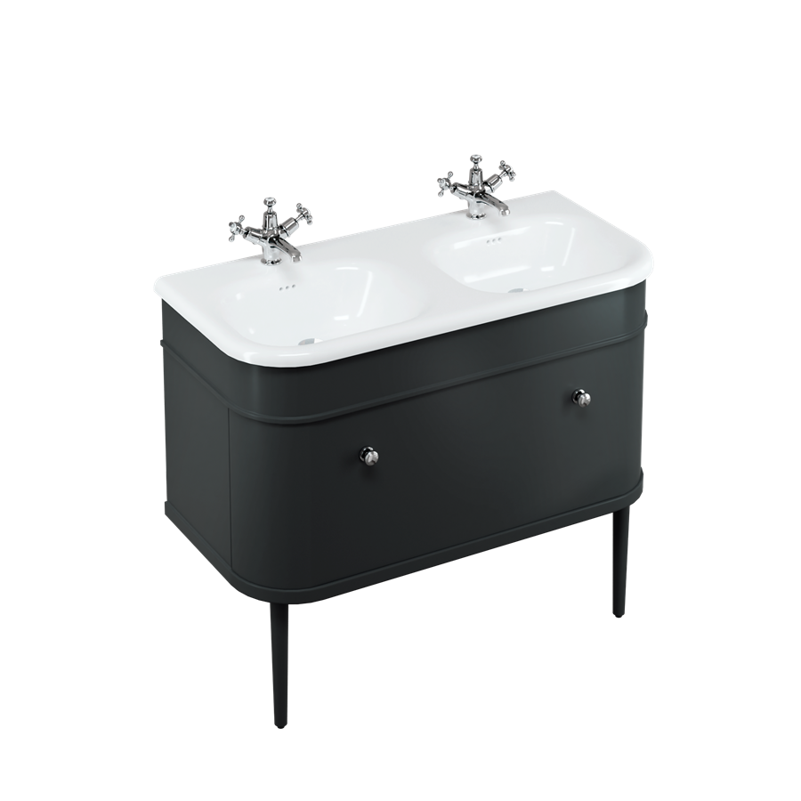 Burlington Chalfont Chalfont 1000мм Тумба с одним выдвижным ящиком - Матовый черный с золотыми ногами CH100MB-CHLEGGOLD  - Вид №1