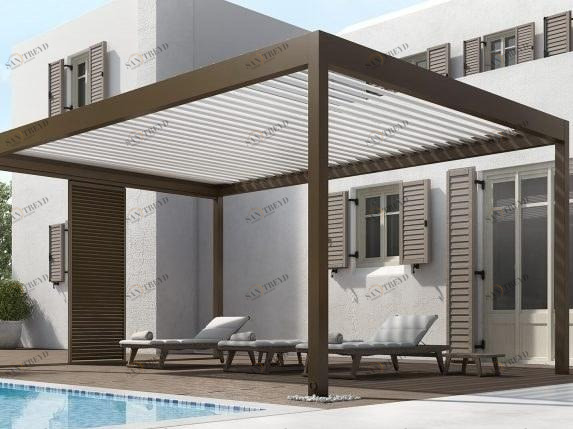 Alumil Отдельностоящая алюминиевая пергола с регулируемыми жалюзи Smartia systems sun-id-1371520