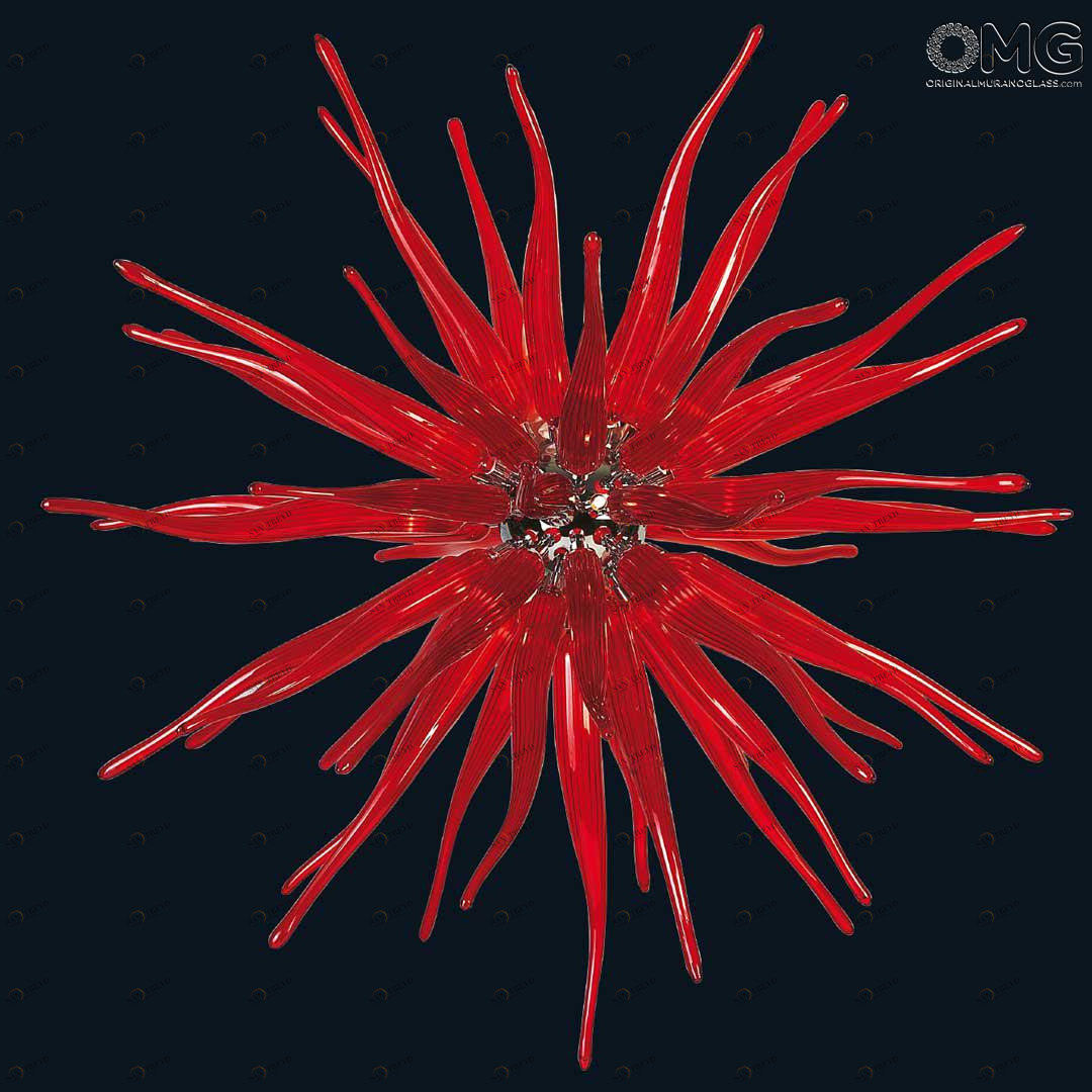 4117 ORIGINALMURANOGLASS Потолочный светильник Мадусан - красный 12 ламп - муранское стекло OMG 58 см 