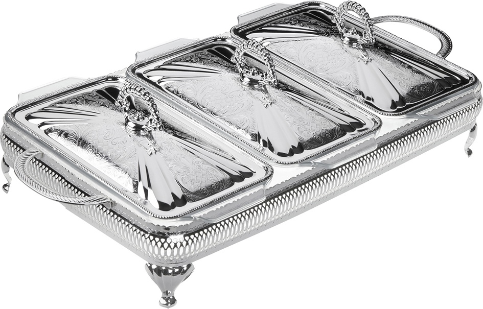 10611724 Queen Anne Мармит прямоугольный с крышкой Queen Anne 53х28см, сталь, посеребрение Сталь нержавеющая с посеребрением, стекло 
