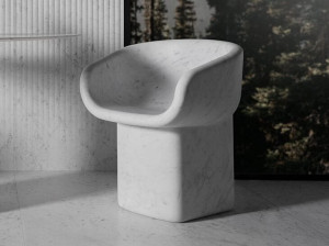 Мраморный поворотный стул с подлокотниками