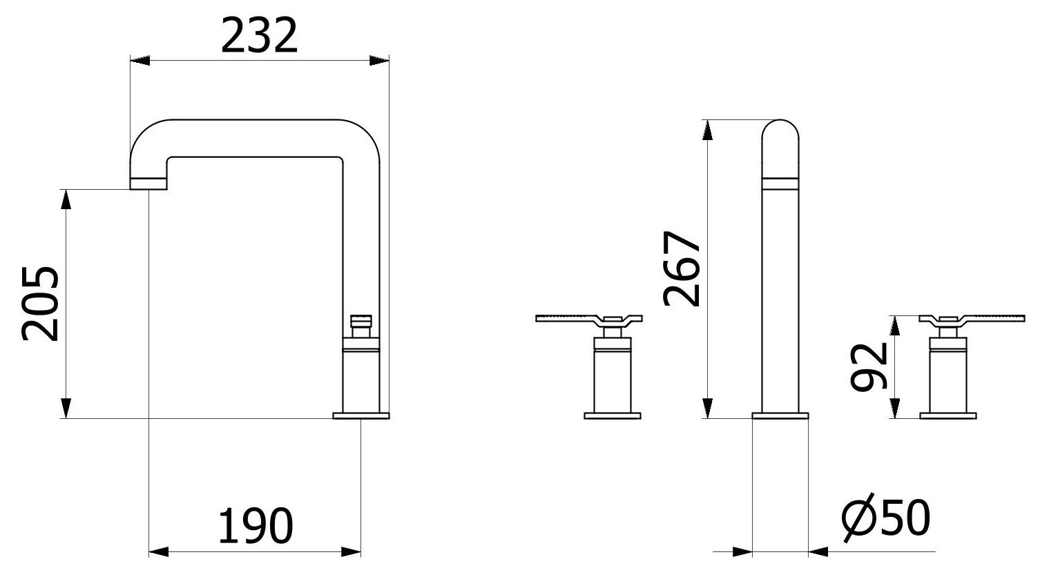 Смеситель для раковины с 3 отверстиями для пола с автоматическим сливом IB Bold ARCH-00122073 - Вид №22