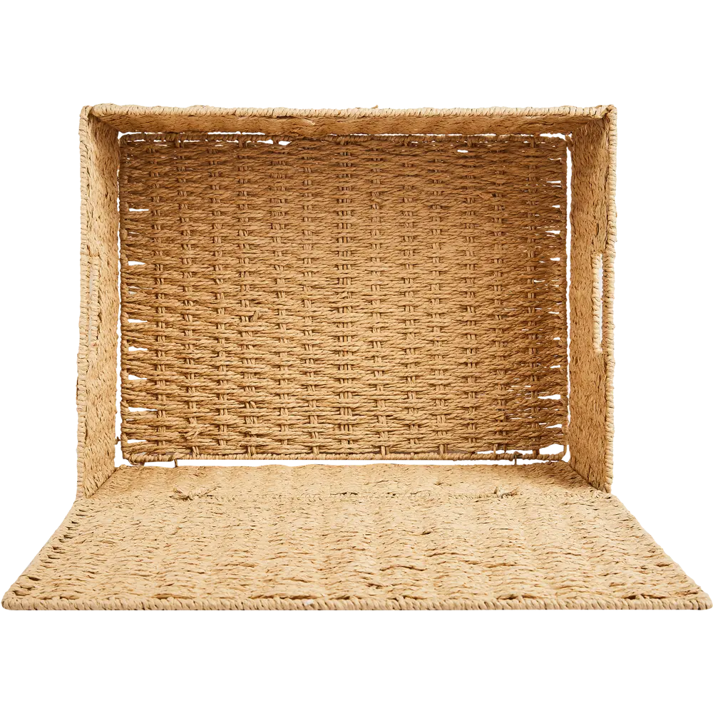 Корзина с крышкой для хранения 45x21x33 см бумага цвет бежевый 89344341 STLM-2198218 SPACEO Kub - Вид №3