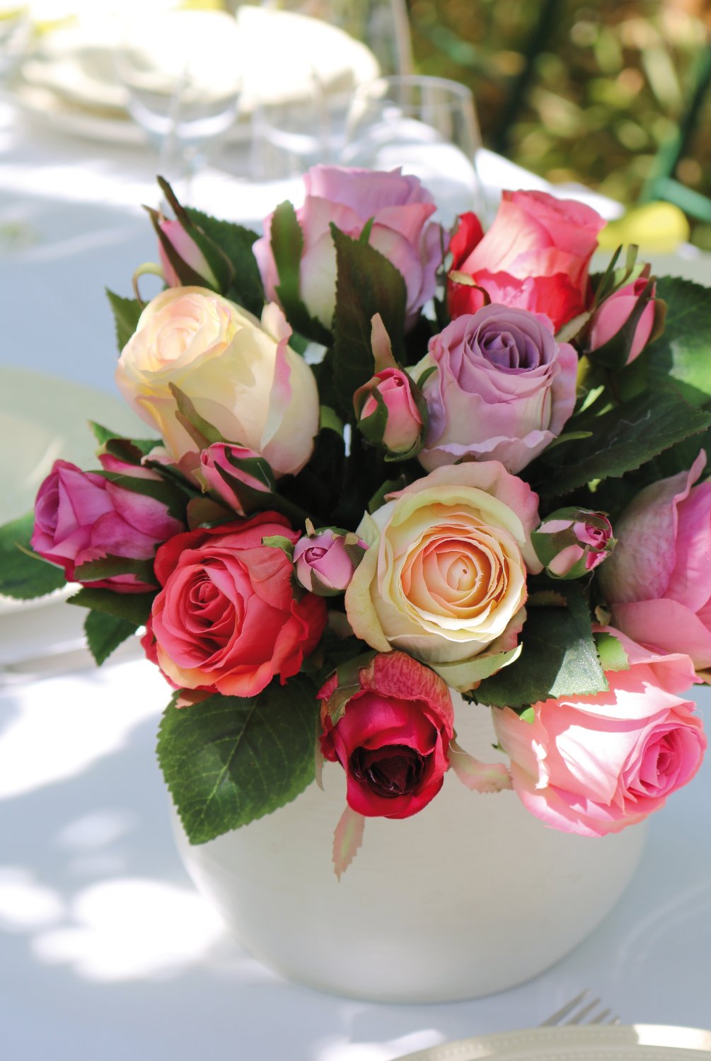 2613 507 a3 Искусственный букет из диких роз, 16-цветков, 28 см, розово-белый H-andreas 