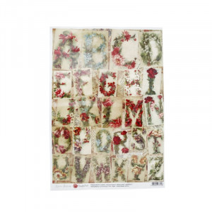 007615 Декупажная карта 30.8 x 44 см "Английский цветочный алфавит" Чип-Арт
