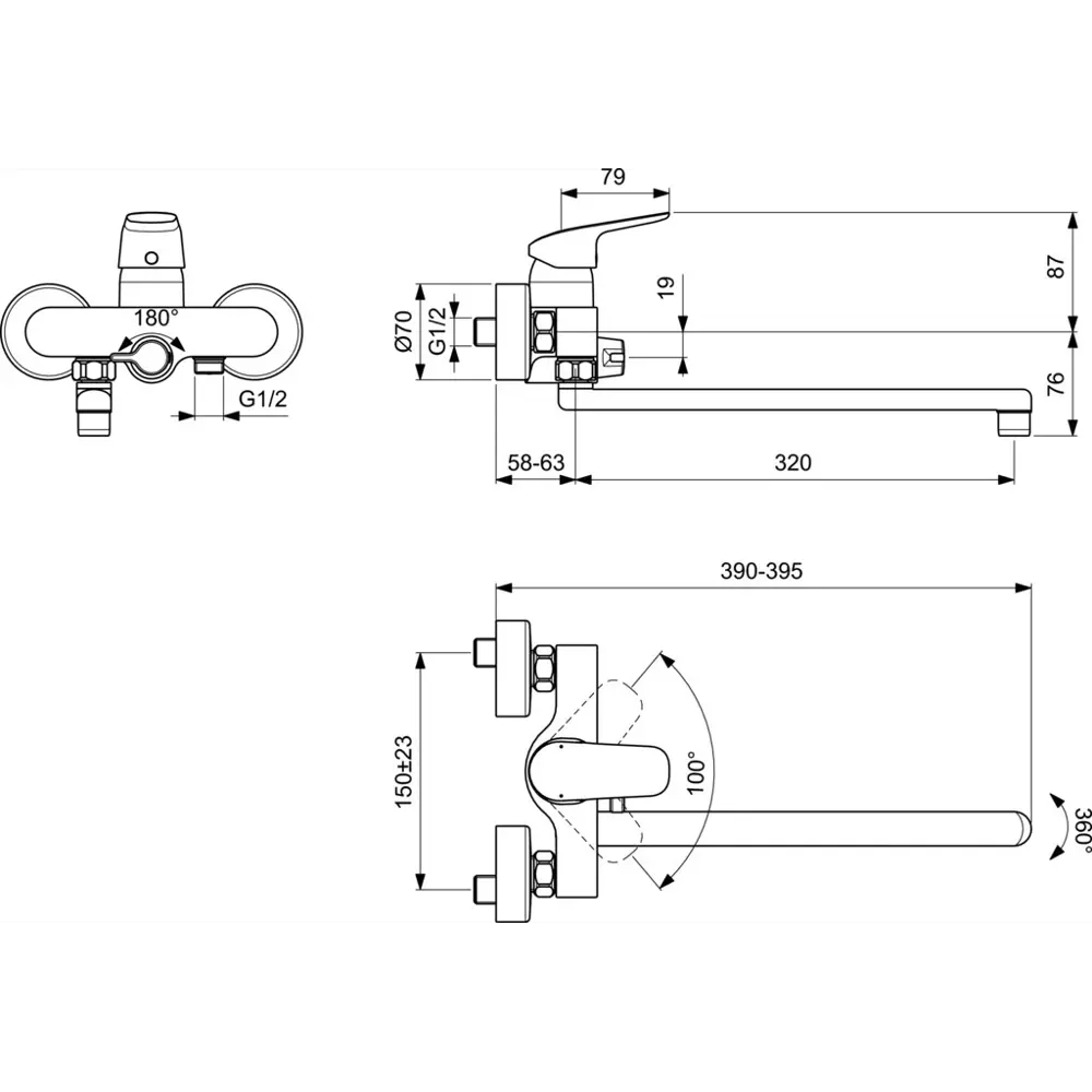 Смеситель для ванны универсальный Ideal Standard Ceraflex однорычажный цвет хром 82640764 STLM-2118780 - Вид №4