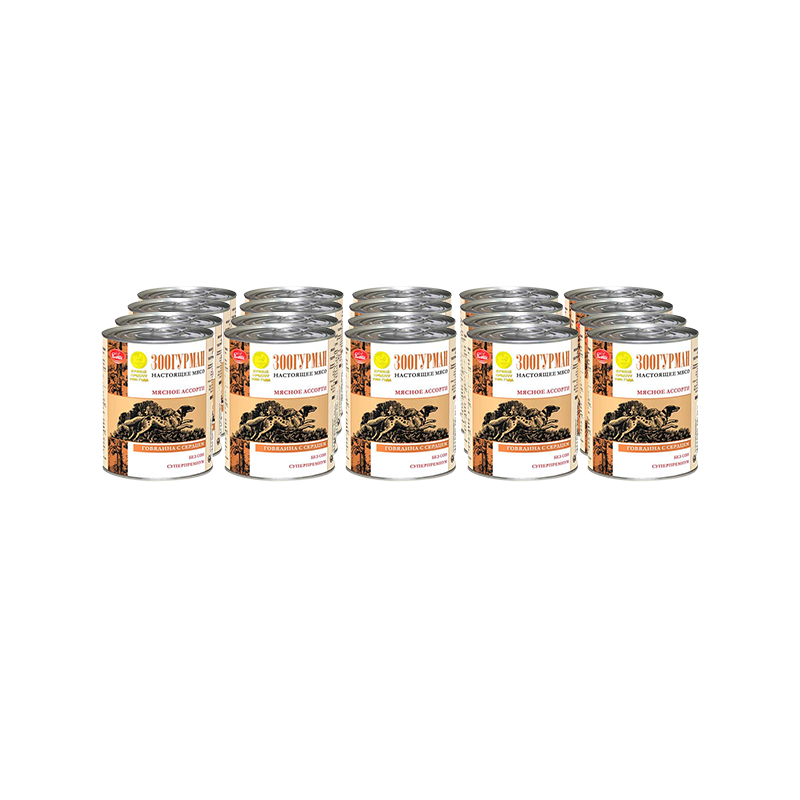 Т00004420*20 Корм для собак Мясное ассорти говядина, сердце конс. 350г (упаковка - 20 шт) ЗООГУРМАН 