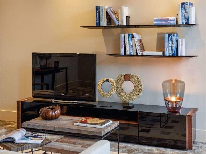 Garbarino Низкая лакированная деревянная тумба под телевизор с ящиками Bob Bob9 - Вид №1