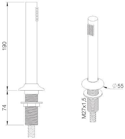 rvb Ручной душ из хромированной латуни с гибкой ванной Times 8029.--.74 - Вид №1