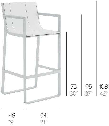GANDIABLASCO Высокий табурет из алюминия в современном стиле с подлокотниками Flat sun-id-1491493 - Вид №2