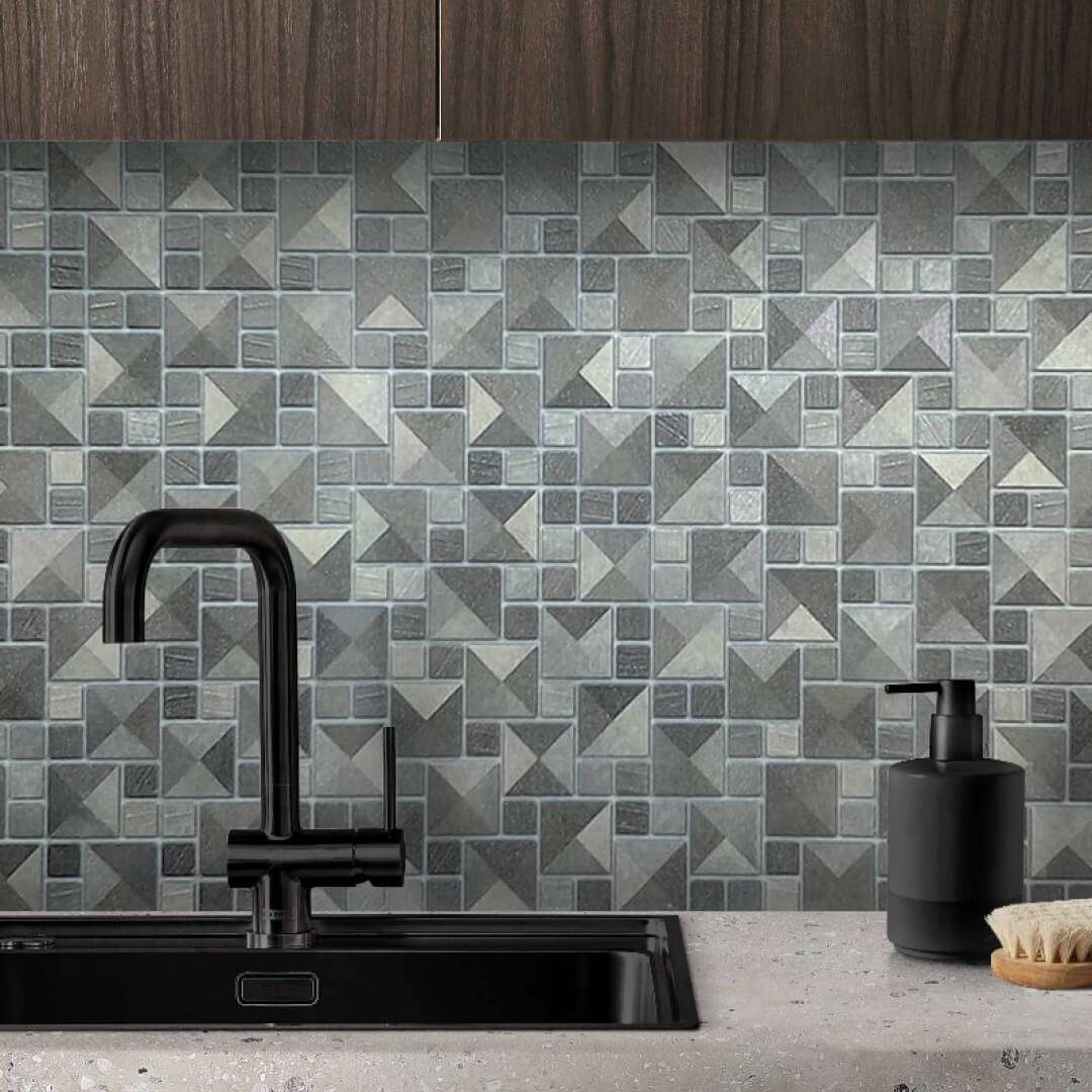 Панель ПВХ 0,3 мозаика Сахара серая STELLA Бюджет STSR-695 - Вид №1