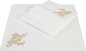 10560708 Weissfee Набор салфеток Weissfee "Бельведер" 45х45см, 6шт (снежное золото) Хлопок-лён