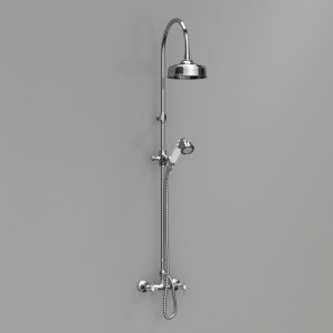7398K0 Душевая стойка с верхним душем 20 и душевым комплектом, цвет Хромированный Kerasan RETRO Италия