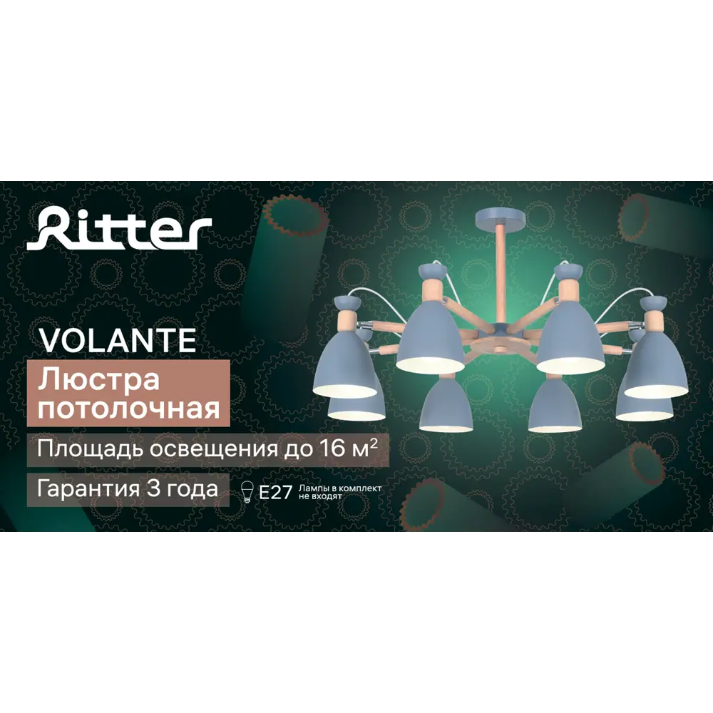 Люстра потолочная «Volante» 525981 8 ламп цвет серый RITTER STLM-2137644 - Вид №12